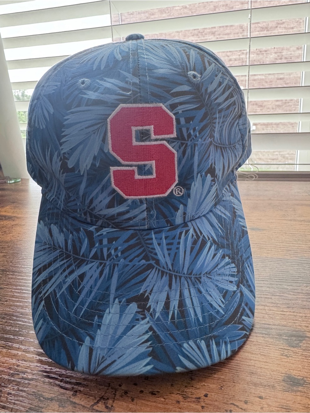 Blue Palm Print Baseball Cap with Syracuse 'S' Patch
